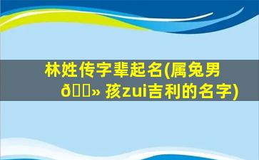 林姓传字辈起名(属兔男 🌻 孩zui
吉利的名字)